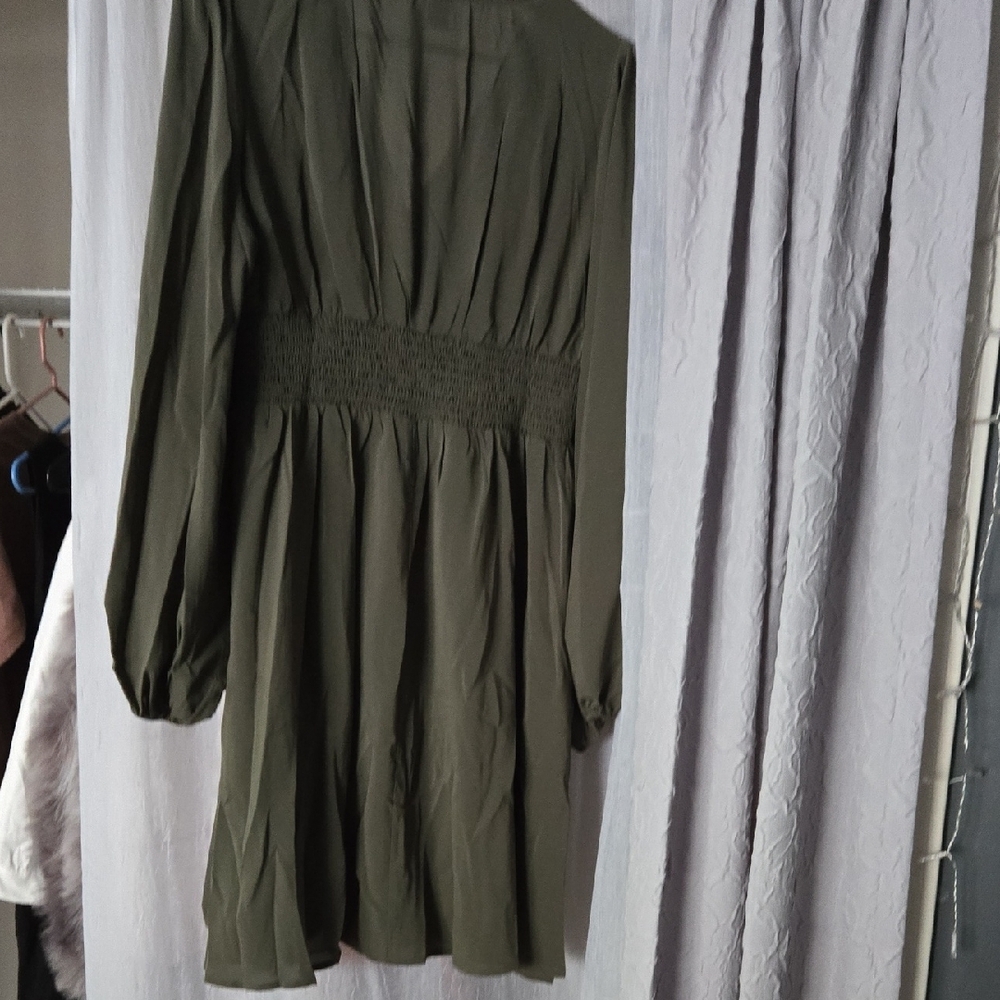 SHEIN Long Sleeve Olive Dress - Picture 4 of 5